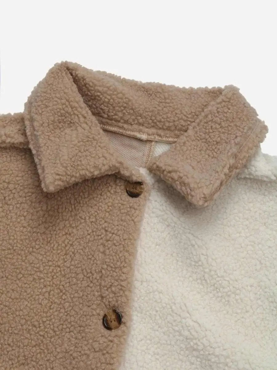 Perfee Color Block Collared Neck Long Sleeve Jacket - Love Salve